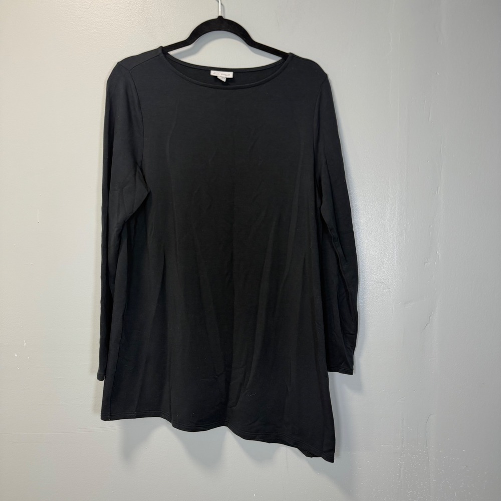 Pure Jill Luxe Tencelโ Asymmetrical Long Sleeve Tunic Top Black Medium Travel